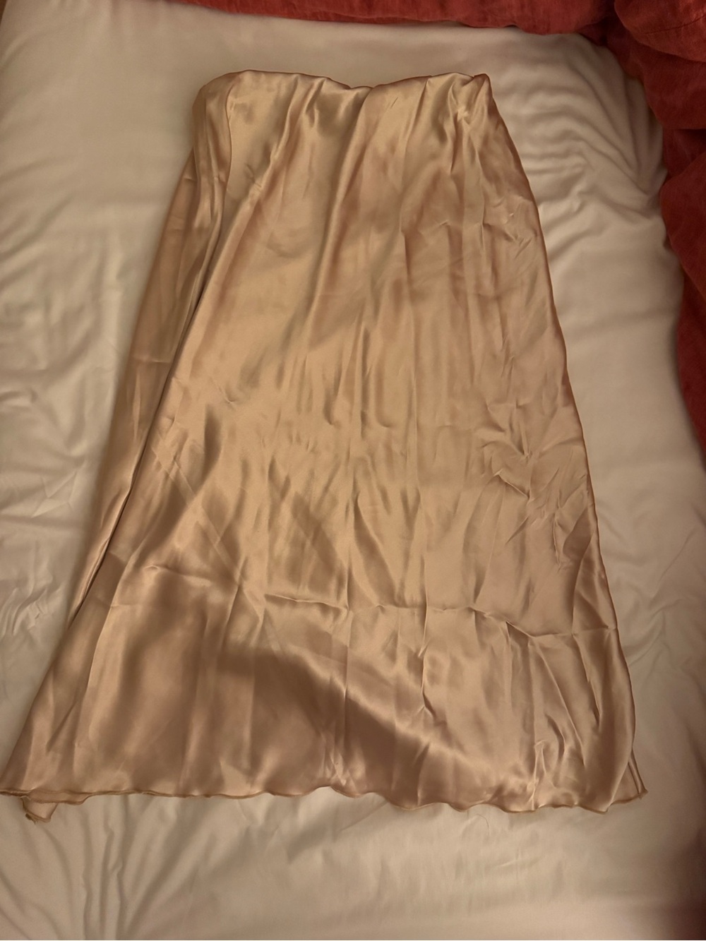 Champagne Satin Slip Skirt